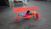 Ethan Orange Benches Southbank November 2016